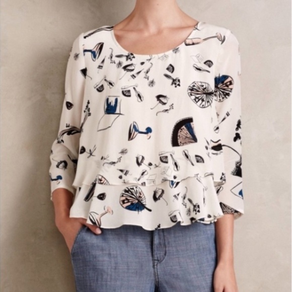 Anthropologie - Super Cute 100% Silk Maeve Top! - Picture 1 of 8